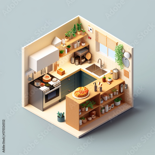 3d isometric kitchen