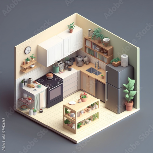 3d isometric kitchen