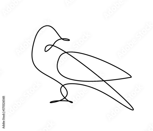 Bird logo one line. Bird flying continuous outline icon. Dove emblem minimalism.