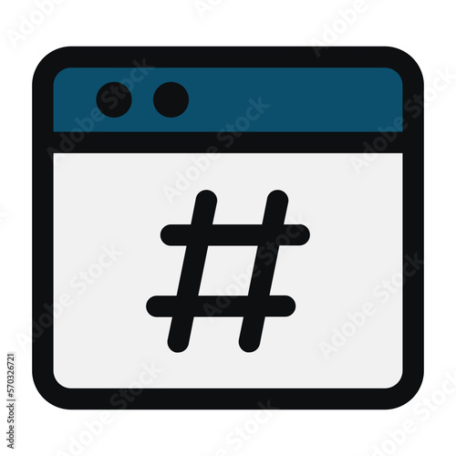 hastag outline color icon