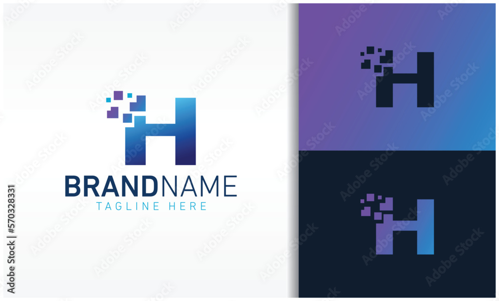 Obraz premium letter H pixels logo