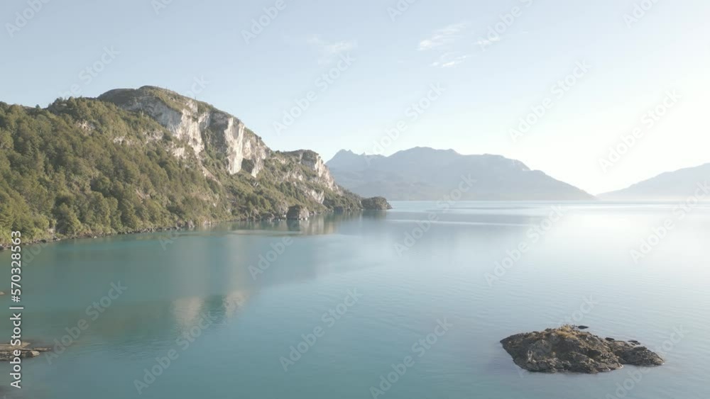 Aerial view of the picturesque Marble Caves near Puerto Rio Tranquilo - Lago General Carrera, Chile - raw version Aerial view of the picturesque Marble Caves near Puerto Rio Tranquilo - Lago General Carrera, Chile - raw version