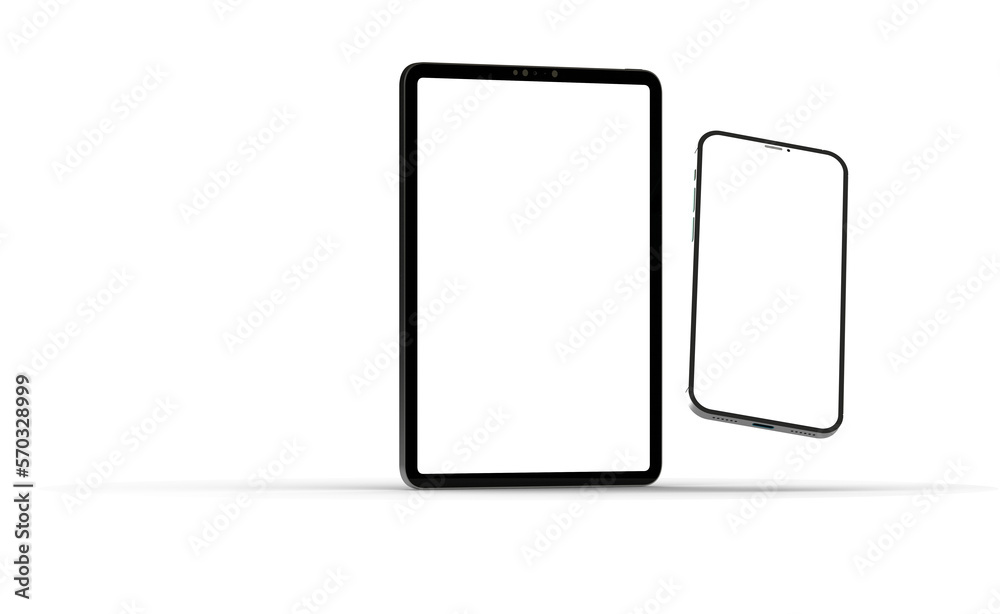 Modern tablet computer stand with blank screen isolated on white background Modern tablet computer stand with blank screen isolated on white background