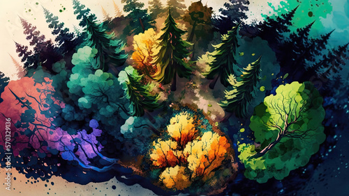 Autumn Forest watercolors 8K, Generative AI