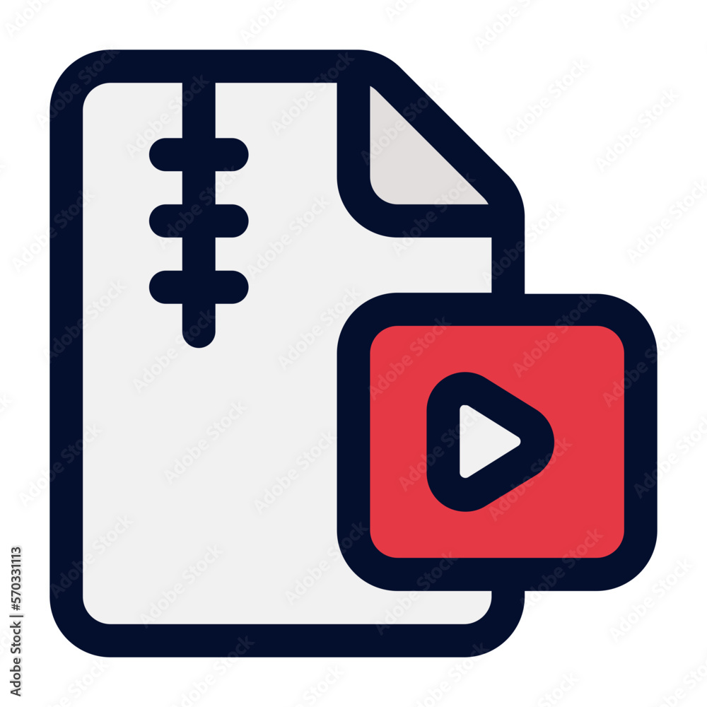 Fototapeta premium zip file video outline color icon