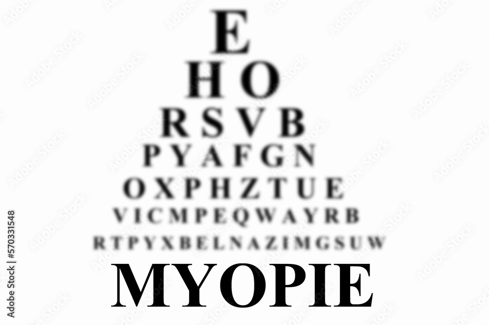 Obraz premium Concept de myopie avec tableau optométrique Monoyer flou