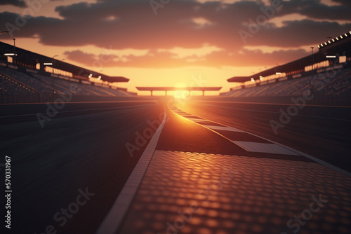 A sunset view from a racing track, Generative AI