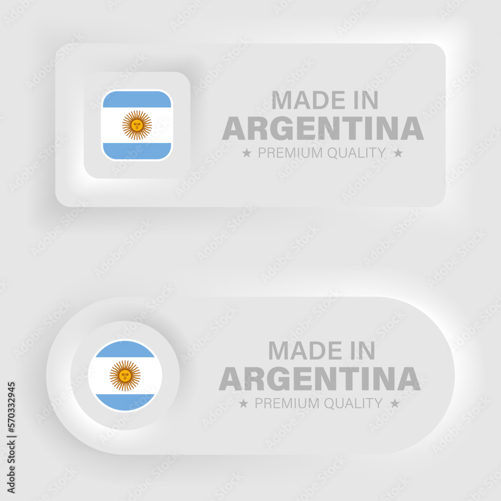 Fototapeta premium Made in Argentina neumorphic graphic and label.