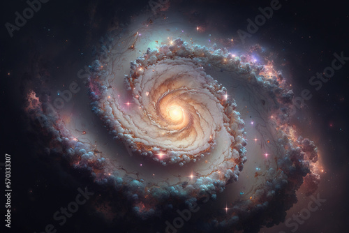 An image of a spiral galaxy in the night sky, Generative AI