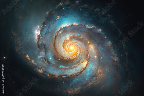 An image of a spiral galaxy in the night sky, Generative AI