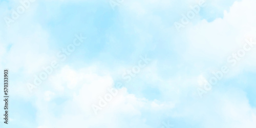 Morning Sky, Horizon Spring Sky scape in blue, yellow color, Vector of nature cloud, sky in sunny day Summer, Horizon picturesque banner background for World environment day. Vector illustrator