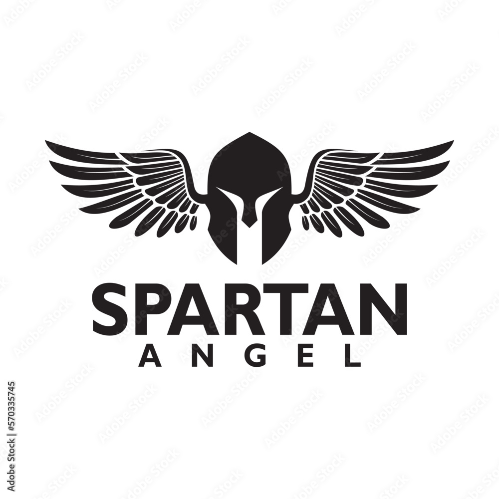 Fototapeta premium Wings knight spartan helmet logo design