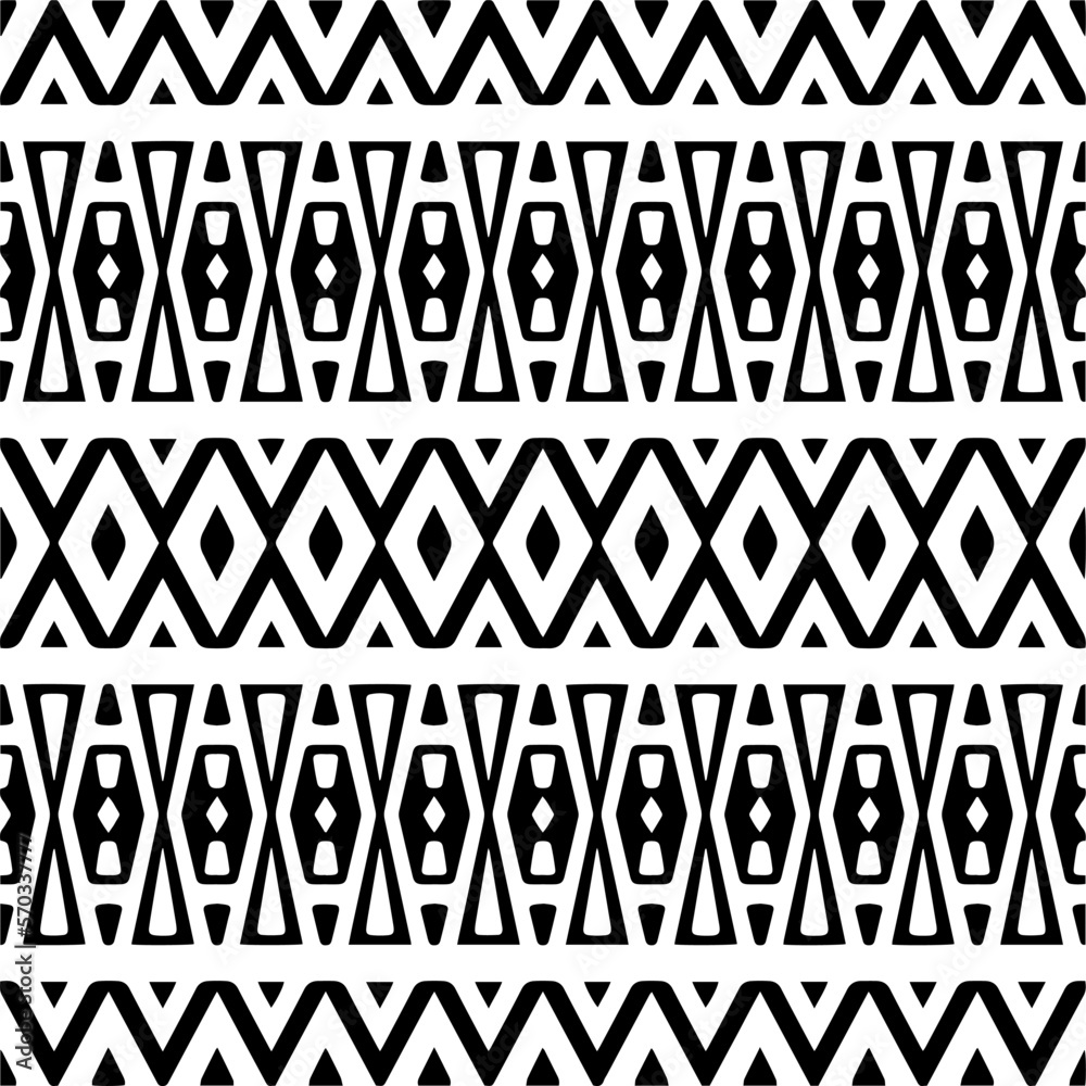 Vector geometric ornament in ethnic style. Seamless pattern with abstract shapes,Black and white color. Repeating pattern for decor, textile and fabric. Vector geometric ornament in ethnic style. Seamless pattern with abstract shapes,Black and white color. Repeating pattern for decor, textile and fabric.