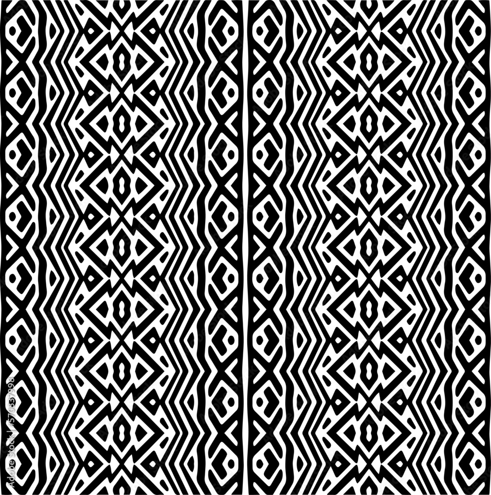 Vector geometric ornament in ethnic style. Seamless pattern with abstract shapes,Black and white color. Repeating pattern for decor, textile and fabric. Vector geometric ornament in ethnic style. Seamless pattern with abstract shapes,Black and white color. Repeating pattern for decor, textile and fabric.