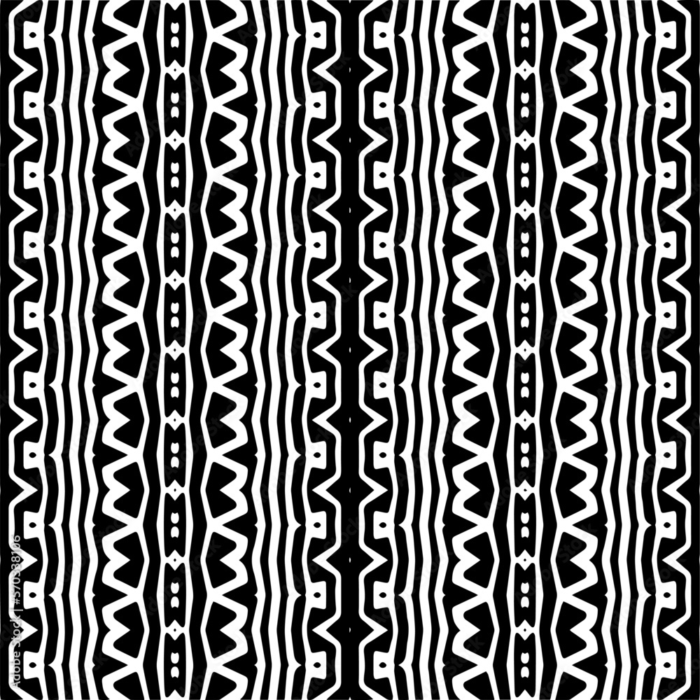 Vector geometric ornament in ethnic style. Seamless pattern with abstract shapes,Black and white color. Repeating pattern for decor, textile and fabric. Vector geometric ornament in ethnic style. Seamless pattern with abstract shapes,Black and white color. Repeating pattern for decor, textile and fabric.