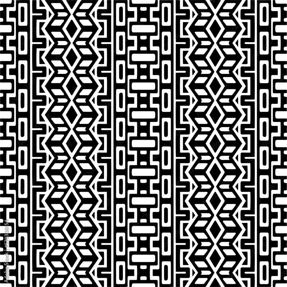 Vector geometric ornament in ethnic style. Seamless pattern with abstract shapes,Black and white color. Repeating pattern for decor, textile and fabric. Vector geometric ornament in ethnic style. Seamless pattern with abstract shapes,Black and white color. Repeating pattern for decor, textile and fabric.