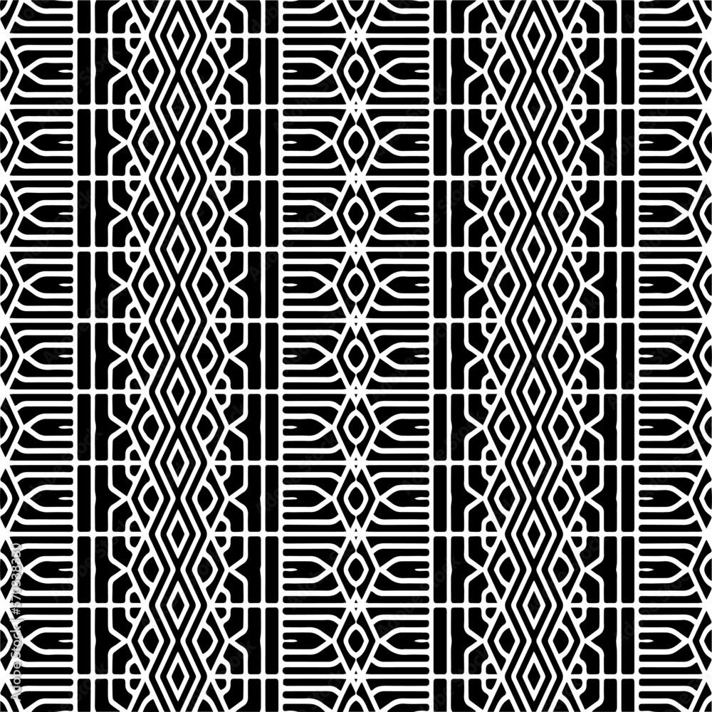 Vector geometric ornament in ethnic style. Seamless pattern with abstract shapes,Black and white color. Repeating pattern for decor, textile and fabric. Vector geometric ornament in ethnic style. Seamless pattern with abstract shapes,Black and white color. Repeating pattern for decor, textile and fabric.