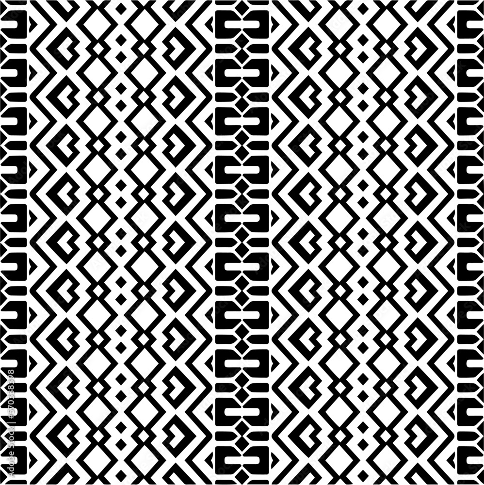 Vector geometric ornament in ethnic style. Seamless pattern with abstract shapes,Black and white color. Repeating pattern for decor, textile and fabric. Vector geometric ornament in ethnic style. Seamless pattern with abstract shapes,Black and white color. Repeating pattern for decor, textile and fabric.