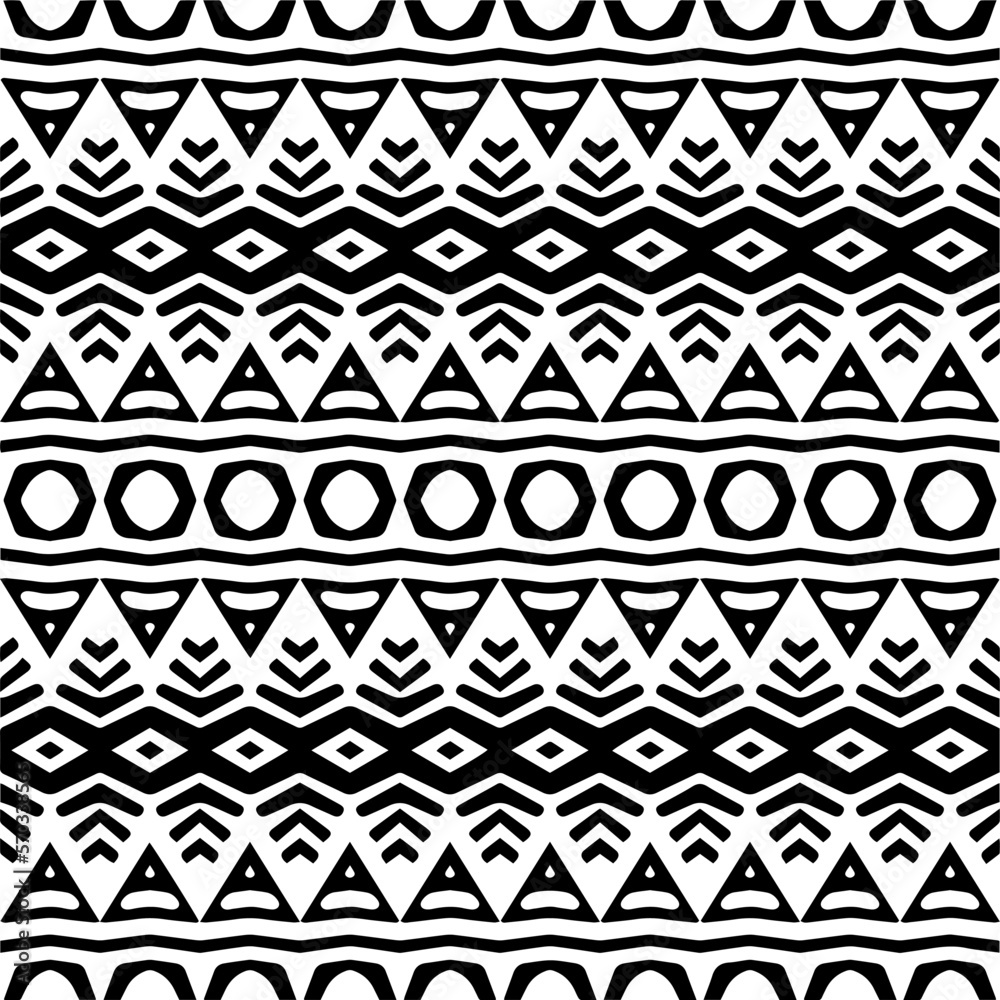 Vector geometric ornament in ethnic style. Seamless pattern with abstract shapes,Black and white color. Repeating pattern for decor, textile and fabric. Vector geometric ornament in ethnic style. Seamless pattern with abstract shapes,Black and white color. Repeating pattern for decor, textile and fabric.