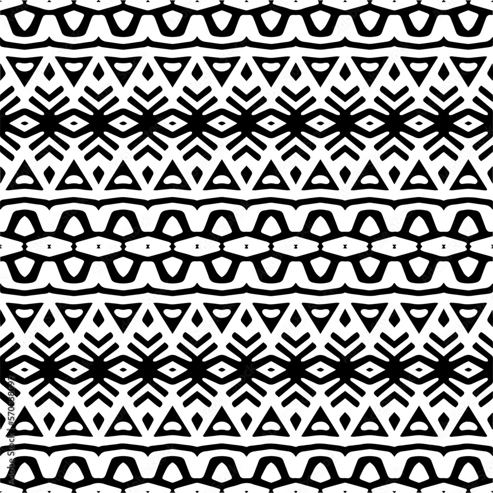 Vector geometric ornament in ethnic style. Seamless pattern with abstract shapes,Black and white color. Repeating pattern for decor, textile and fabric. Vector geometric ornament in ethnic style. Seamless pattern with abstract shapes,Black and white color. Repeating pattern for decor, textile and fabric.