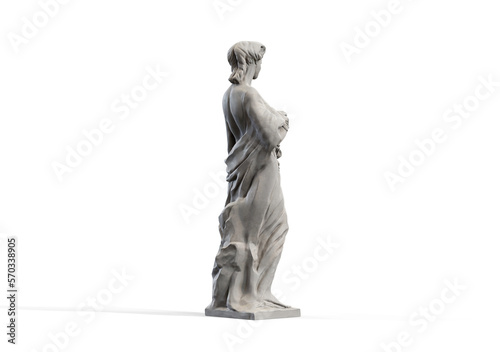 Woman Sculpture 3d isolate rendering on transparent background 