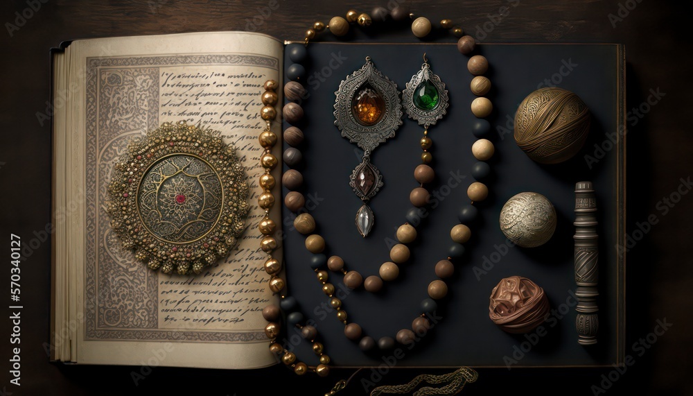 Ramadan Vibes: Top View of Quran and Tasbih for ramadan banner Created by Generative AI Ramadan Vibes: Top View of Quran and Tasbih for ramadan banner Created by Generative AI