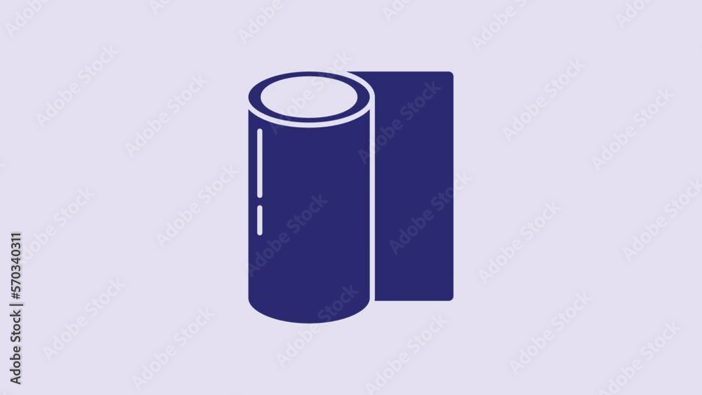Blue Fitness mat roll icon isolated on purple background. Yoga mat rolled. Sport equipment. 4K Video motion graphic animation Blue Fitness mat roll icon isolated on purple background. Yoga mat rolled. Sport equipment. 4K Video motion graphic animation