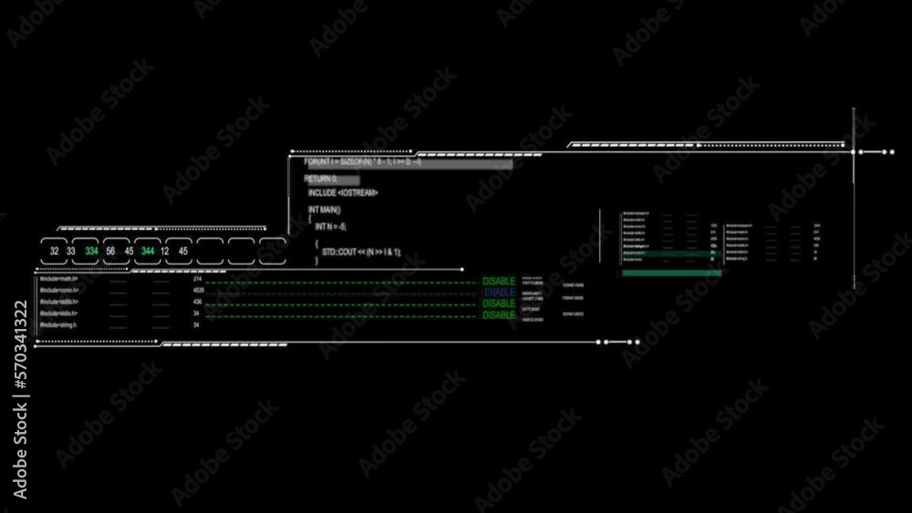 Digital HUD futuristic background motion graphic element cyber generated. Future technology interface data sci-fi display screen. Artificial intelligent analytic simulation, loopable video background Digital HUD futuristic background motion graphic element cyber generated. Future technology interface data sci-fi display screen. Artificial intelligent analytic simulation, loopable video background