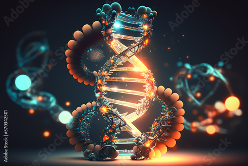 DNA molecule composition. Double helix of DNA, Generative AI photo