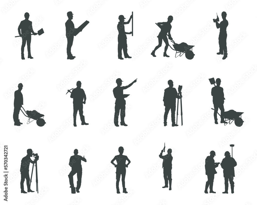 Construction worker silhouettes, Worker silhouettes