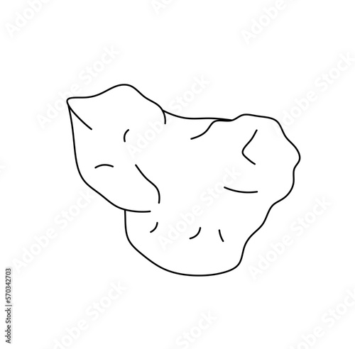Vector isolated one small simple stone rough untreated  colorless black and white contour line easy drawing