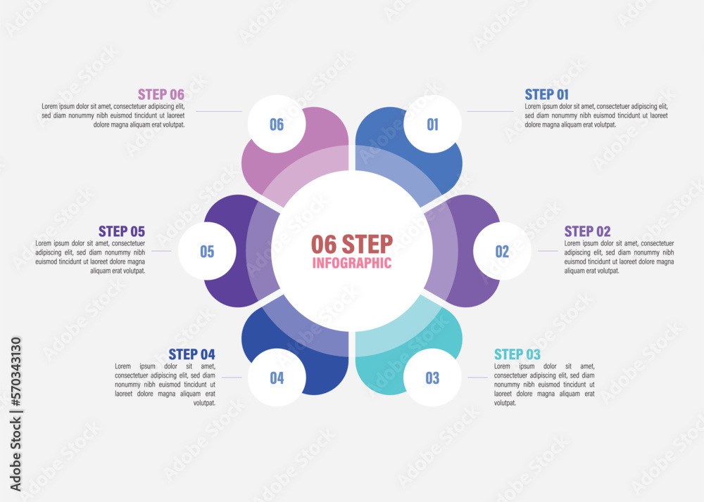 Fototapeta premium Business infographics. Vector flower chart with 5, 6, 7, 8, 9, 10 steps, options, processes, petals. Vector diagrams.