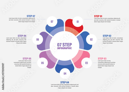 Business infographics. Vector flower chart with 5, 6, 7, 8, 9, 10 steps, options, processes, petals. Vector diagrams.