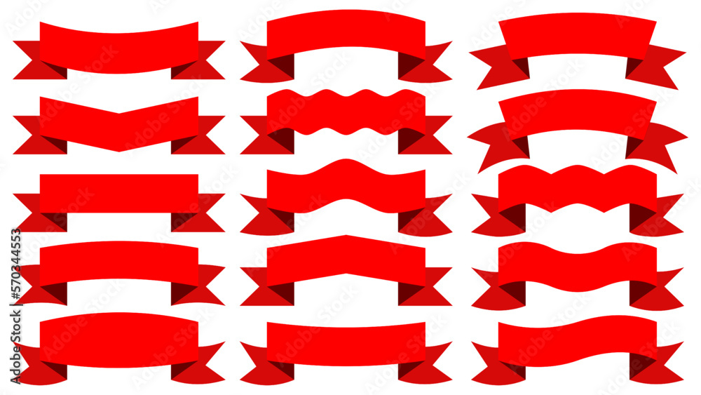 Red ribbon set on white background 