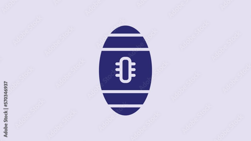 Blue American Football ball icon isolated on purple background. Rugby ball icon. Team sport game symbol. 4K Video motion graphic animation Blue American Football ball icon isolated on purple background. Rugby ball icon. Team sport game symbol. 4K Video motion graphic animation