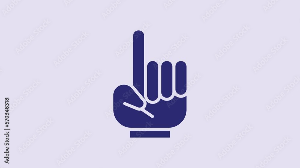 Blue Number 1 one fan hand glove with finger raised icon isolated on purple background. Symbol of team support in competitions. 4K Video motion graphic animation Blue Number 1 one fan hand glove with finger raised icon isolated on purple background. Symbol of team support in competitions. 4K Video motion graphic animation