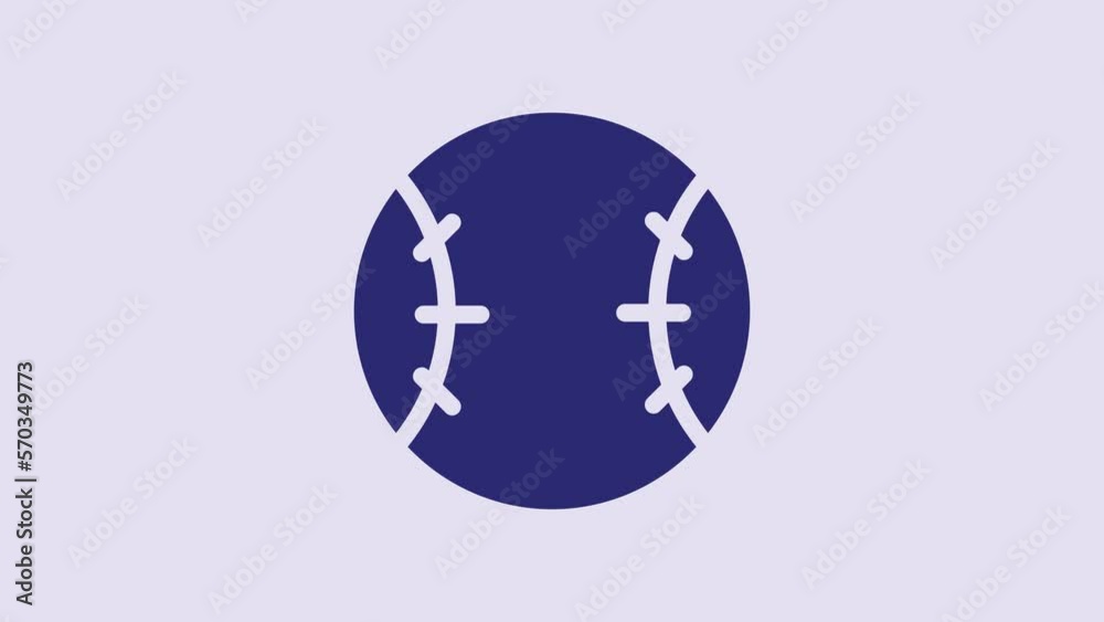 Blue Baseball ball icon isolated on purple background. 4K Video motion graphic animation Blue Baseball ball icon isolated on purple background. 4K Video motion graphic animation