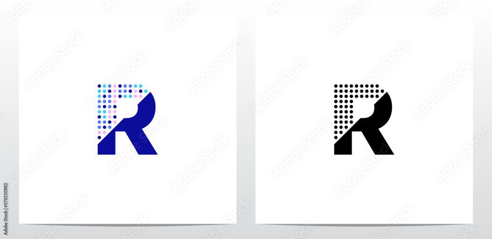 Partial Dots On Letter Logo Design R Partial Dots On Letter Logo Design R