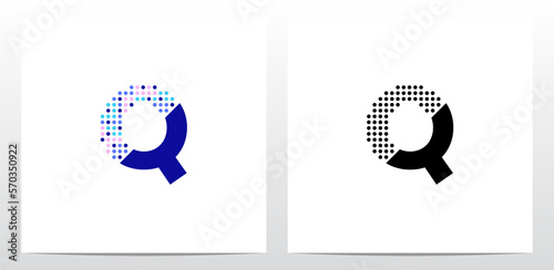 Partial Dots On Letter Logo Design Q