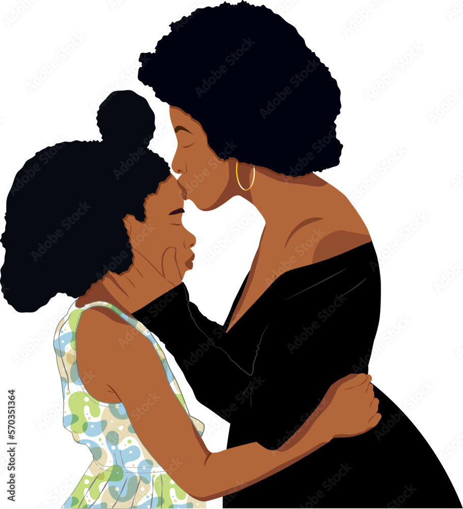 Afro woman and girl