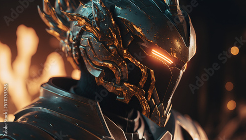 3D Rendered Futuristic Cyborg Robot AI Generative