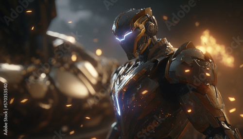 3D Rendered Futuristic Cyborg Paragon AI Generative