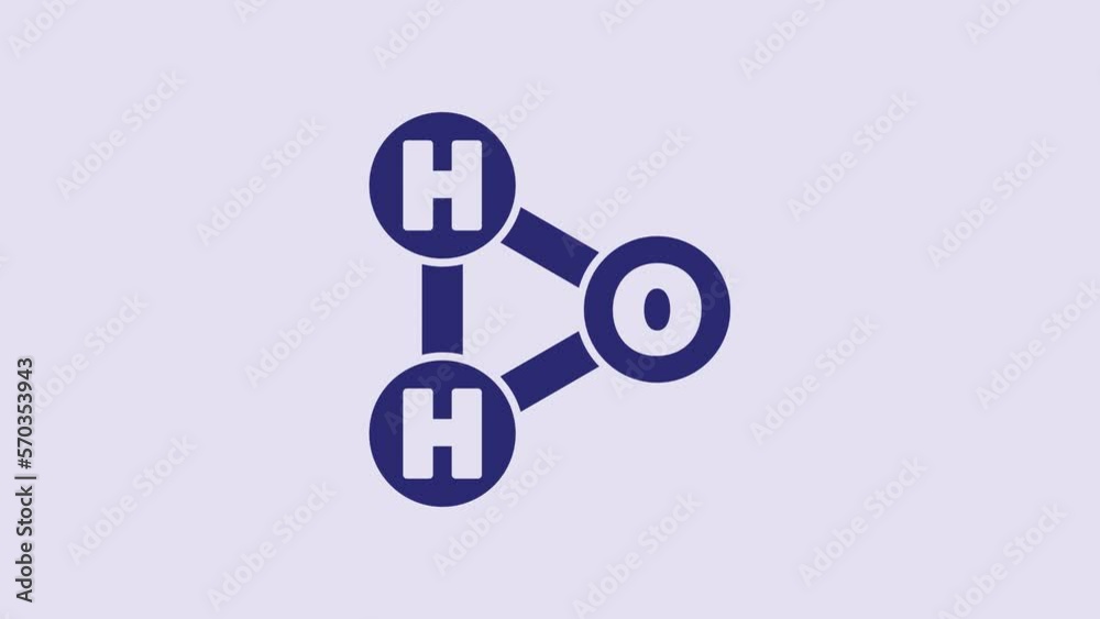 Blue Chemical formula for water drops H2O shaped icon isolated on purple background. 4K Video motion graphic animation Blue Chemical formula for water drops H2O shaped icon isolated on purple background. 4K Video motion graphic animation