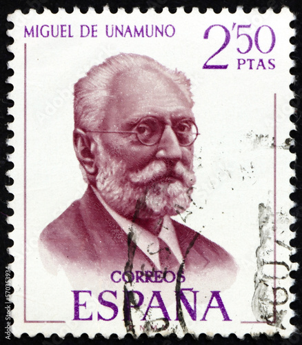 Postage stamp Spain 1970 Miguel de Unamuno, Spanish writer photo