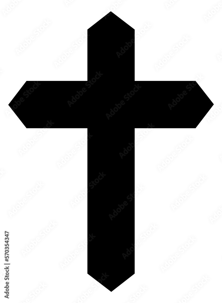 Black cross. Simple silhouette. Cemetery religion symbol