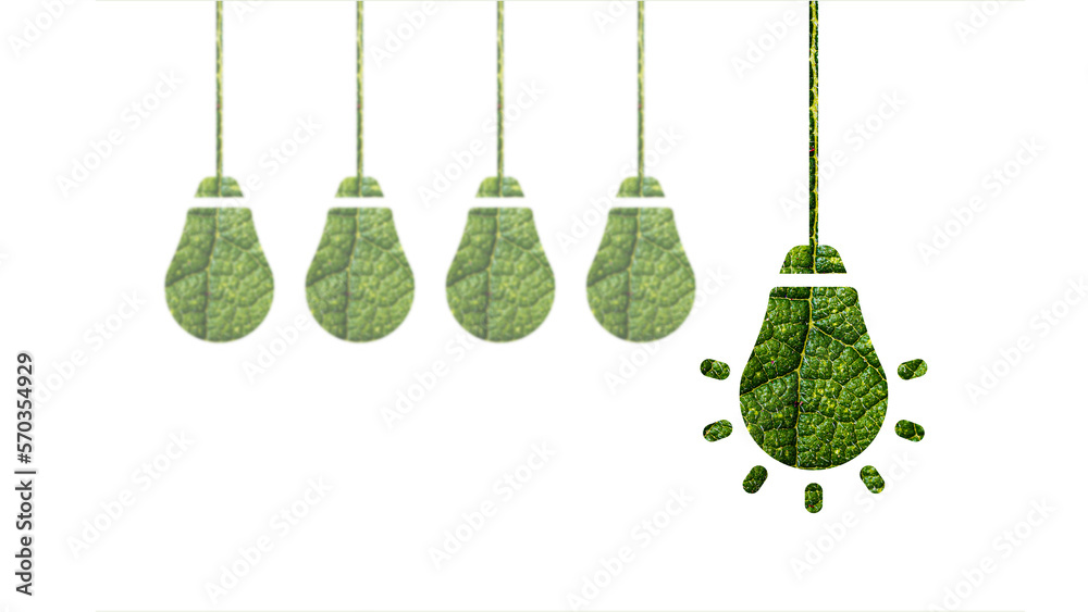 Light bulb made of green leaf isolated on white background. Health care concept. Green Energy. Sustainable Climate Visuals Light bulb made of green leaf isolated on white background. Health care concept. Green Energy. Sustainable Climate Visuals