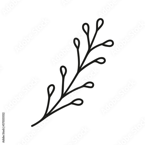 Hand drawn leaves clipart. Line doodle vector illustration