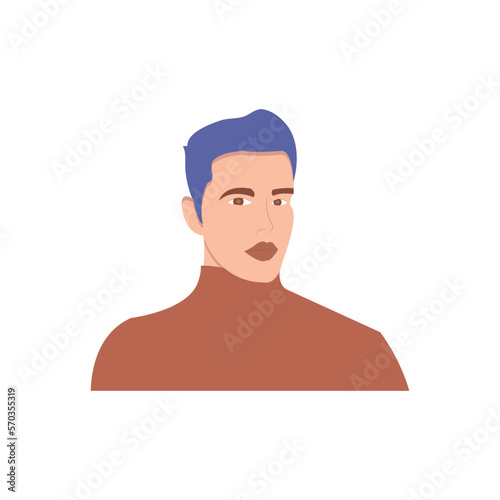 Half body beautiful woman colorful portrait. Avatars for social networks. Vector illustration in flat style.