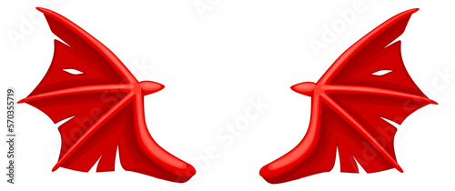 Εκτύπωση καμβά Devil wings. Cartoon red monster costume element