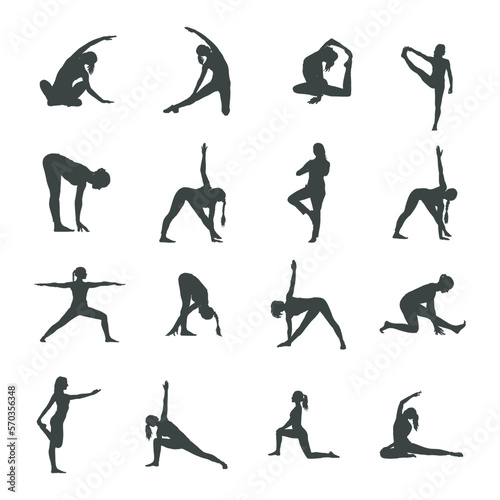 Woman yoga silhouettes, Yoga silhouettes collection